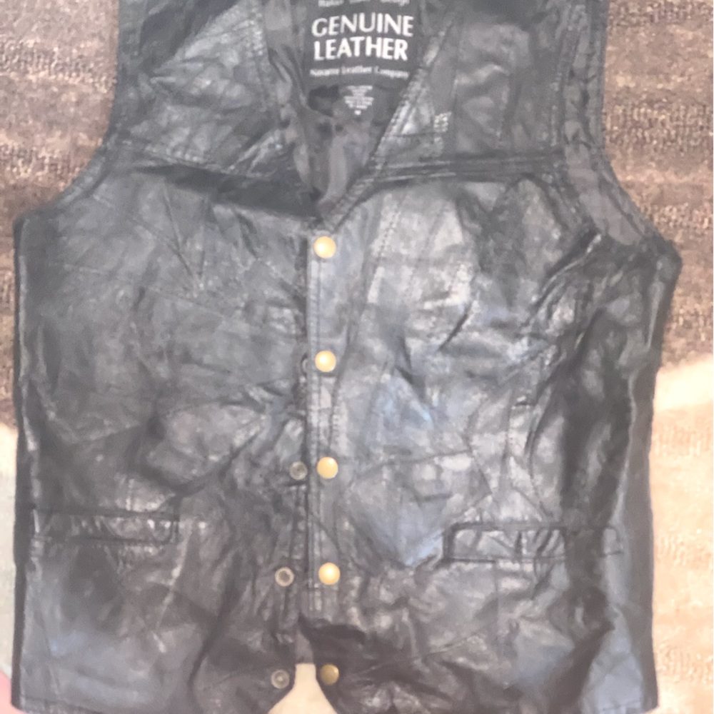 Black patchwork leather vest